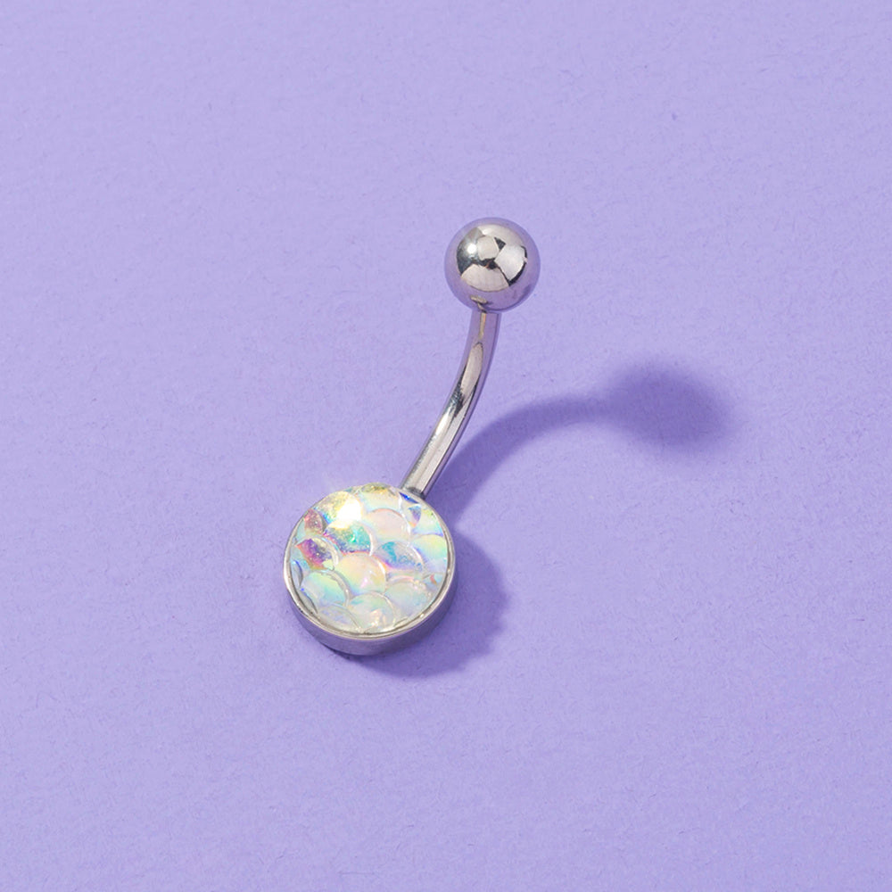 Mermaid Scale Zircon Belly Button Ring