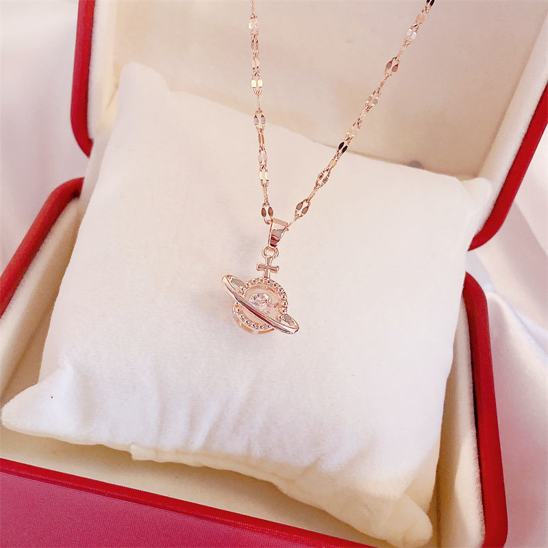 Titanium Steel Perfume Bottle Pendant Necklace - Trendy Zircon Charm