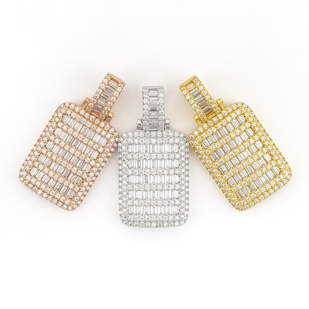 Hip Hop Iced Out Moissanite Rectangle Pendant
