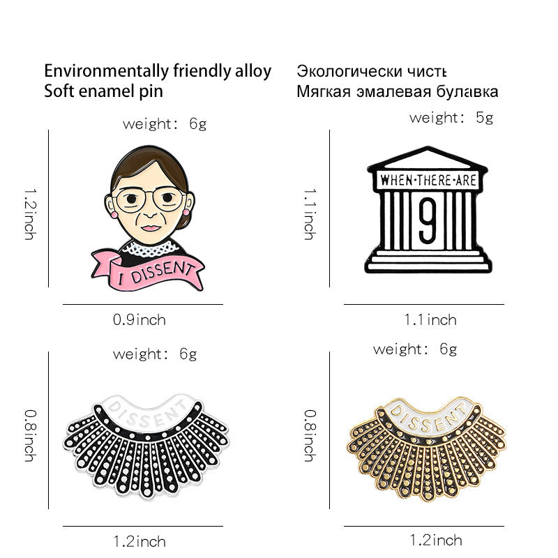 Ruth Bader Ginsburg Feminist Emblem Brooch