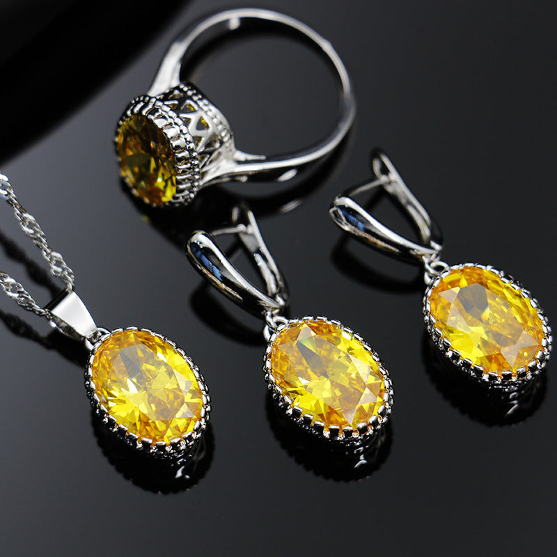 3-piece Fire Red Garnet Gemstone Jewelry Set