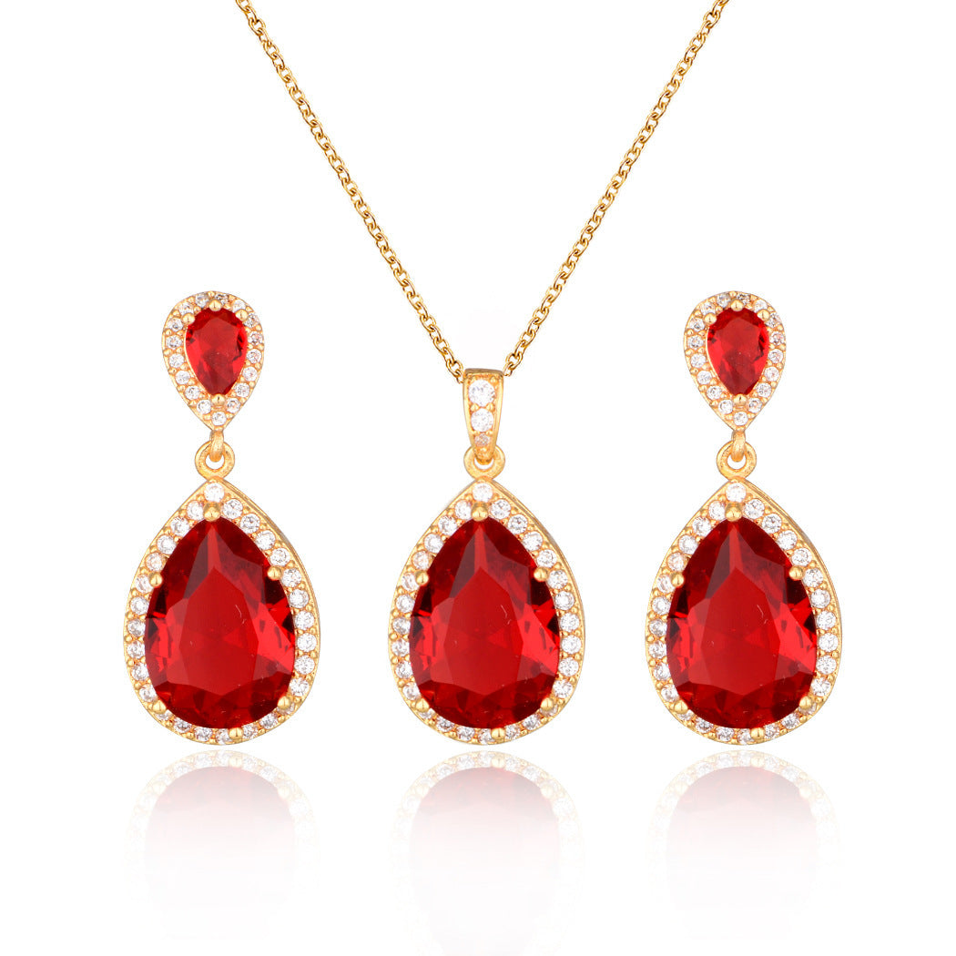 Graceful Zircon Water Drop Bridal Jewelry Set