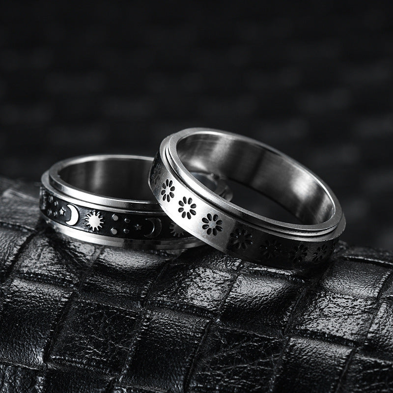 Stainless Steel Rotatable Spinner Ring for Anxiety Relief