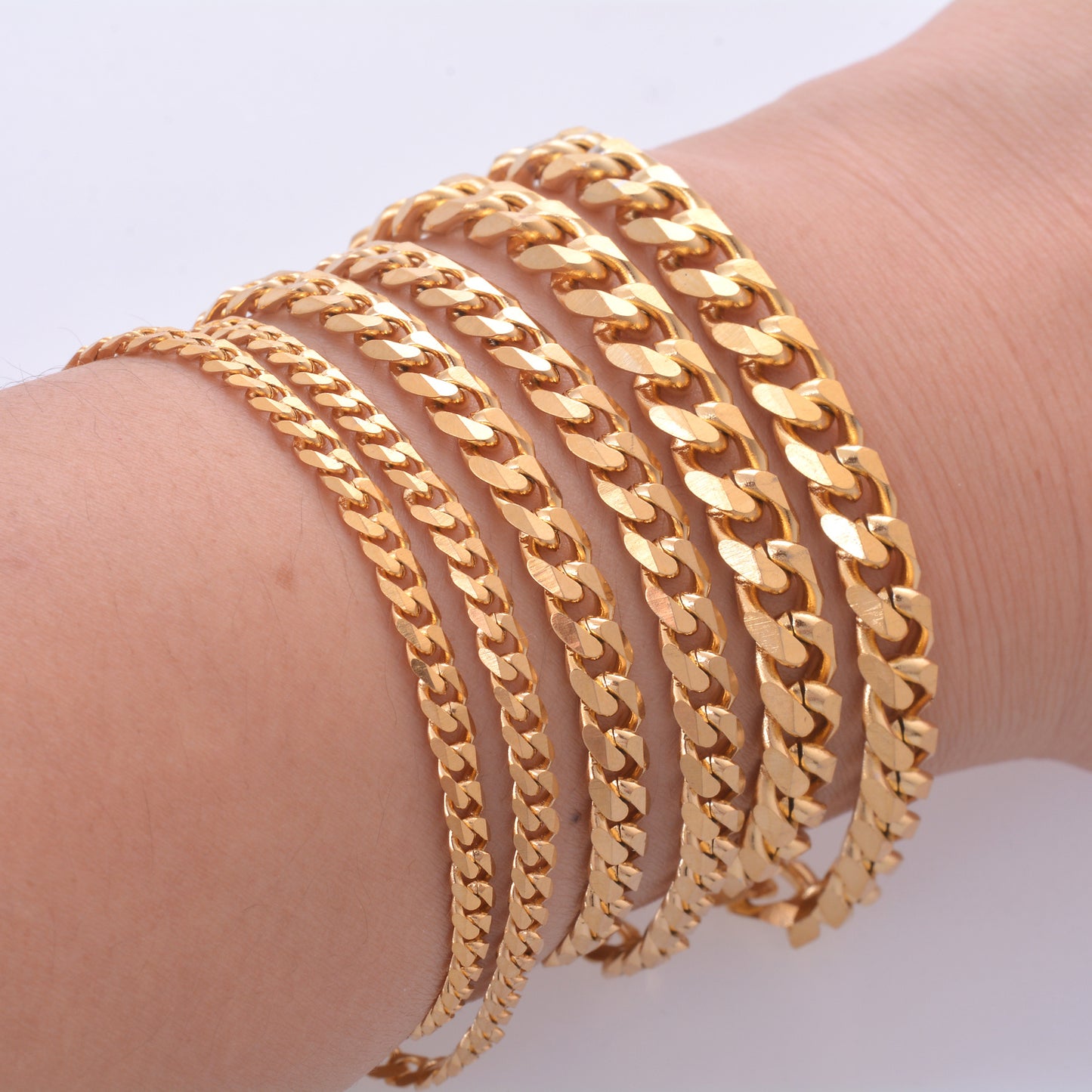 Gold Plated Six-Sided Grinding Keel Chain Necklace
