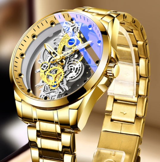 Men's Gold Skeleton Vintage Automatic Quartz Watch
