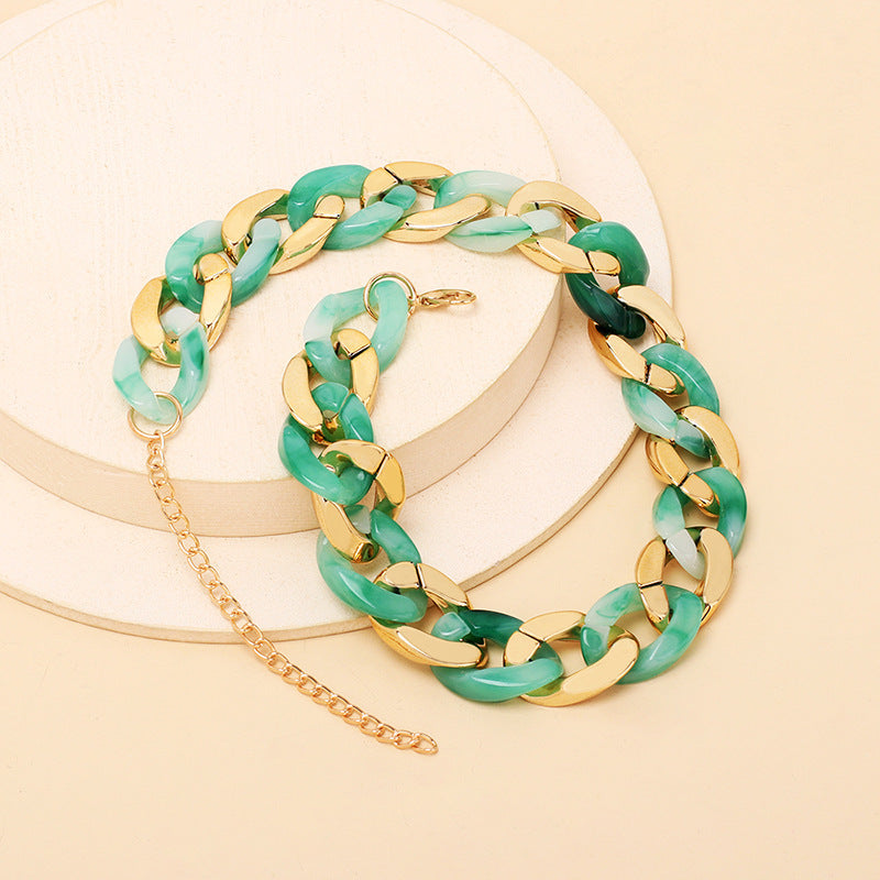Trendy Cold Wind Resin Stacked Clavicle Chain