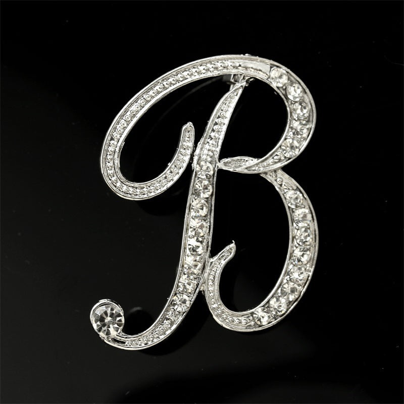 26 English Alphabet Brooch with Diamonds