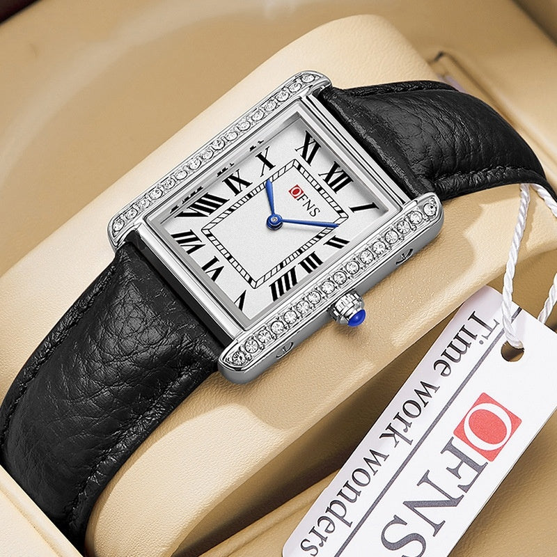 Elegant Diamond Inlaid Quartz Couple Watch