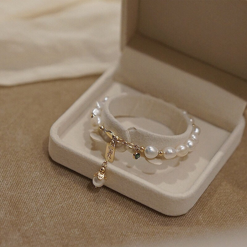 Zircon Pearl Floral Bracelet