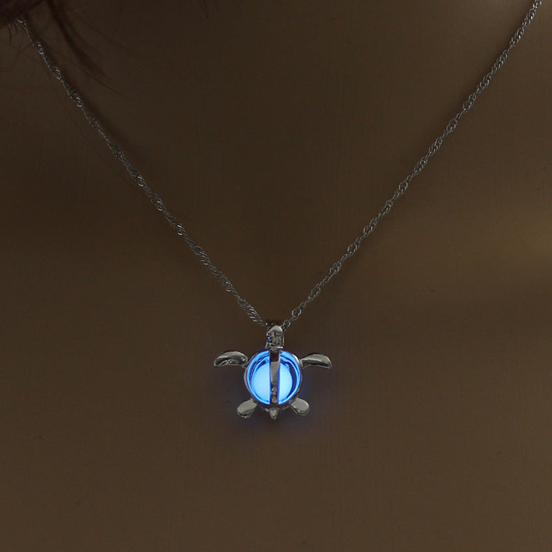 Blue Turtle Glow Necklace - Luminous Pendant Jewelry
