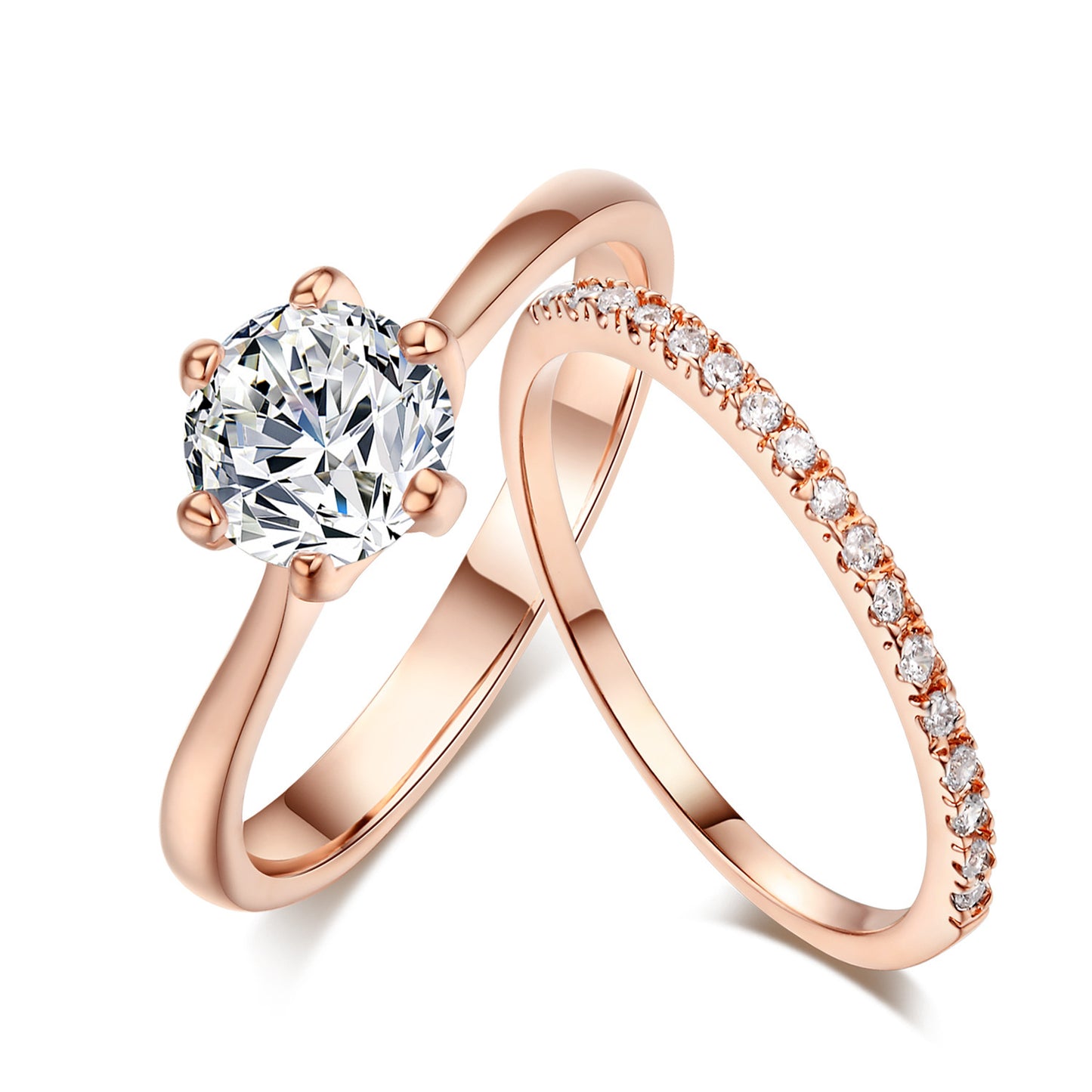 Elegant Six-Claw Zircon Gold Plated Ring