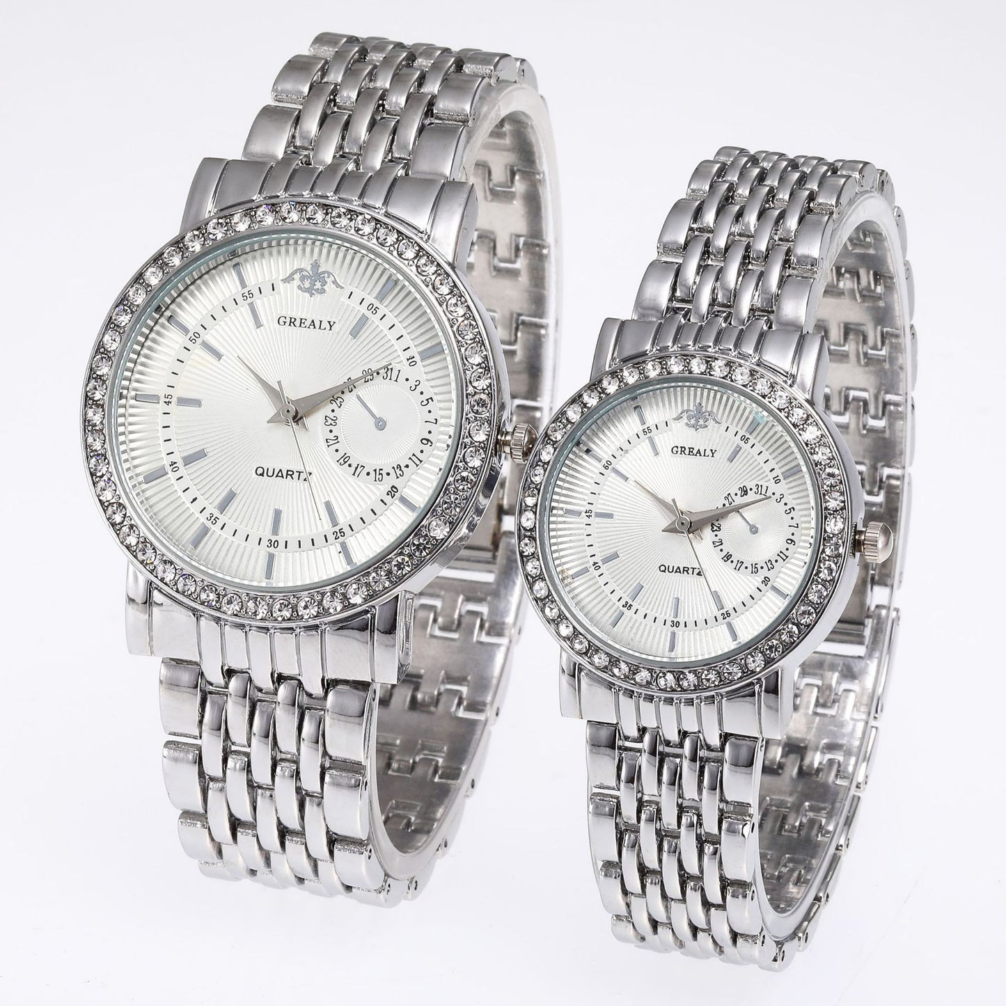Classic Business Watch with Luxury Diamond Accents