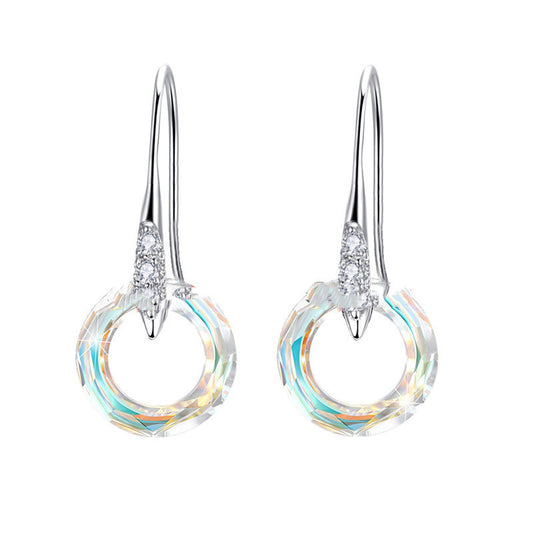 Austrian Crystal S925 Silver Universe Ear Hook Earrings