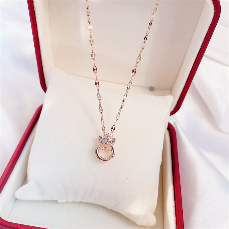 Titanium Steel Perfume Bottle Pendant Necklace - Trendy Zircon Charm