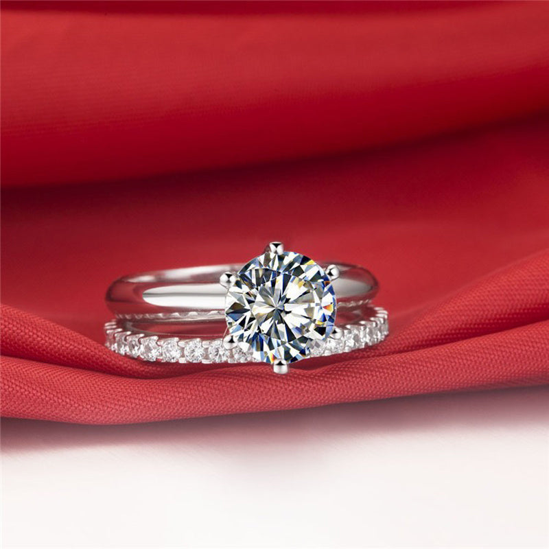 Gold-Plated Six-Claw Moissanite Ring