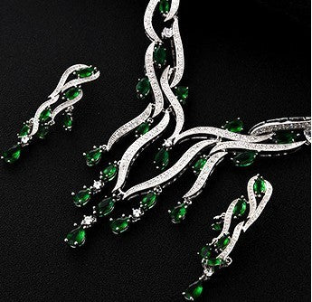 Dazzling New Crystal Zircon Tassel Pendant Jewelry Set