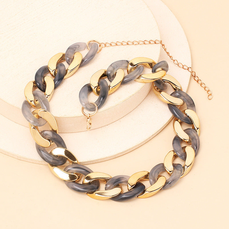 Trendy Cold Wind Resin Stacked Clavicle Chain