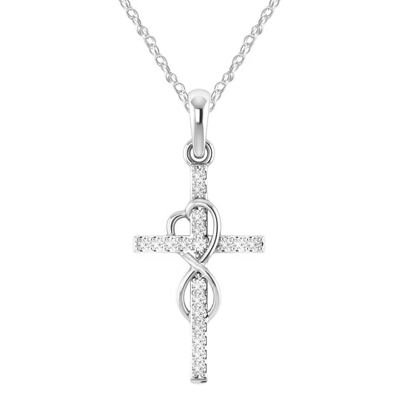 14K Gold Plated Cubic Zirconia Cross Necklace
