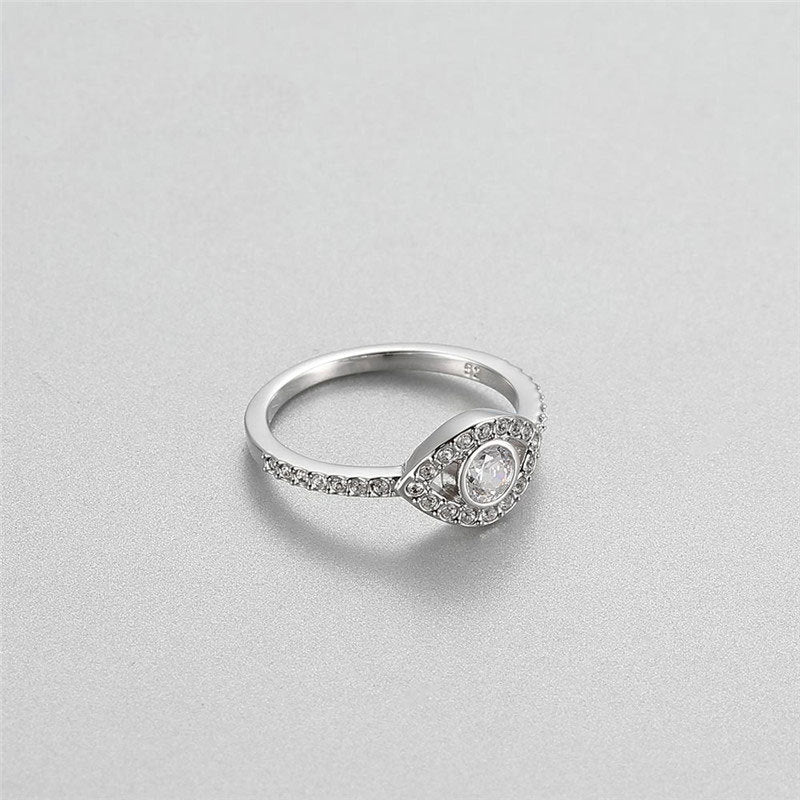Mystical Silver Crystal Evil Eye Ring