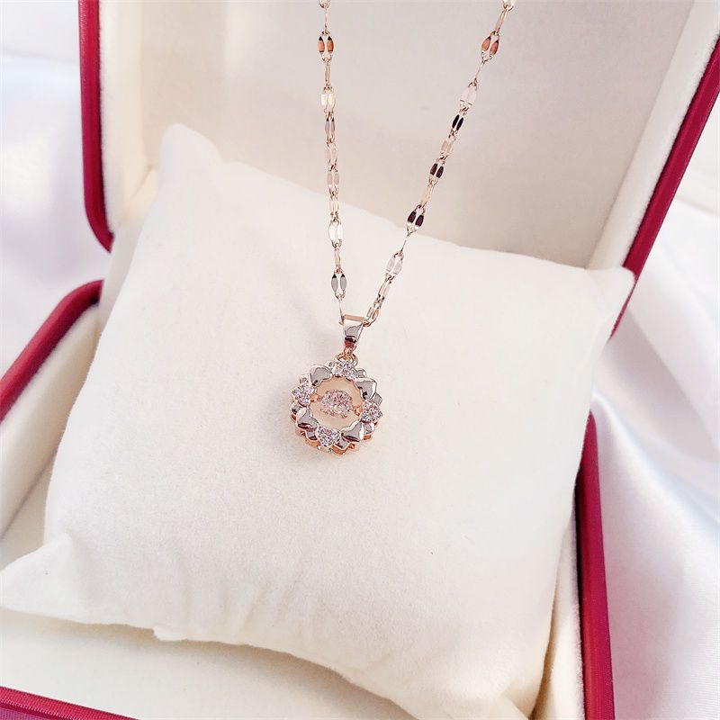Titanium Steel Perfume Bottle Pendant Necklace - Trendy Zircon Charm