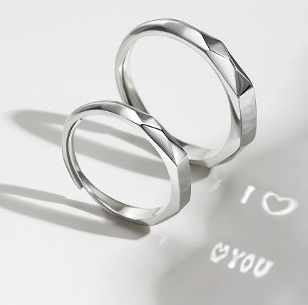 Adjustable Sterling Silver Light Projection Couple Rings