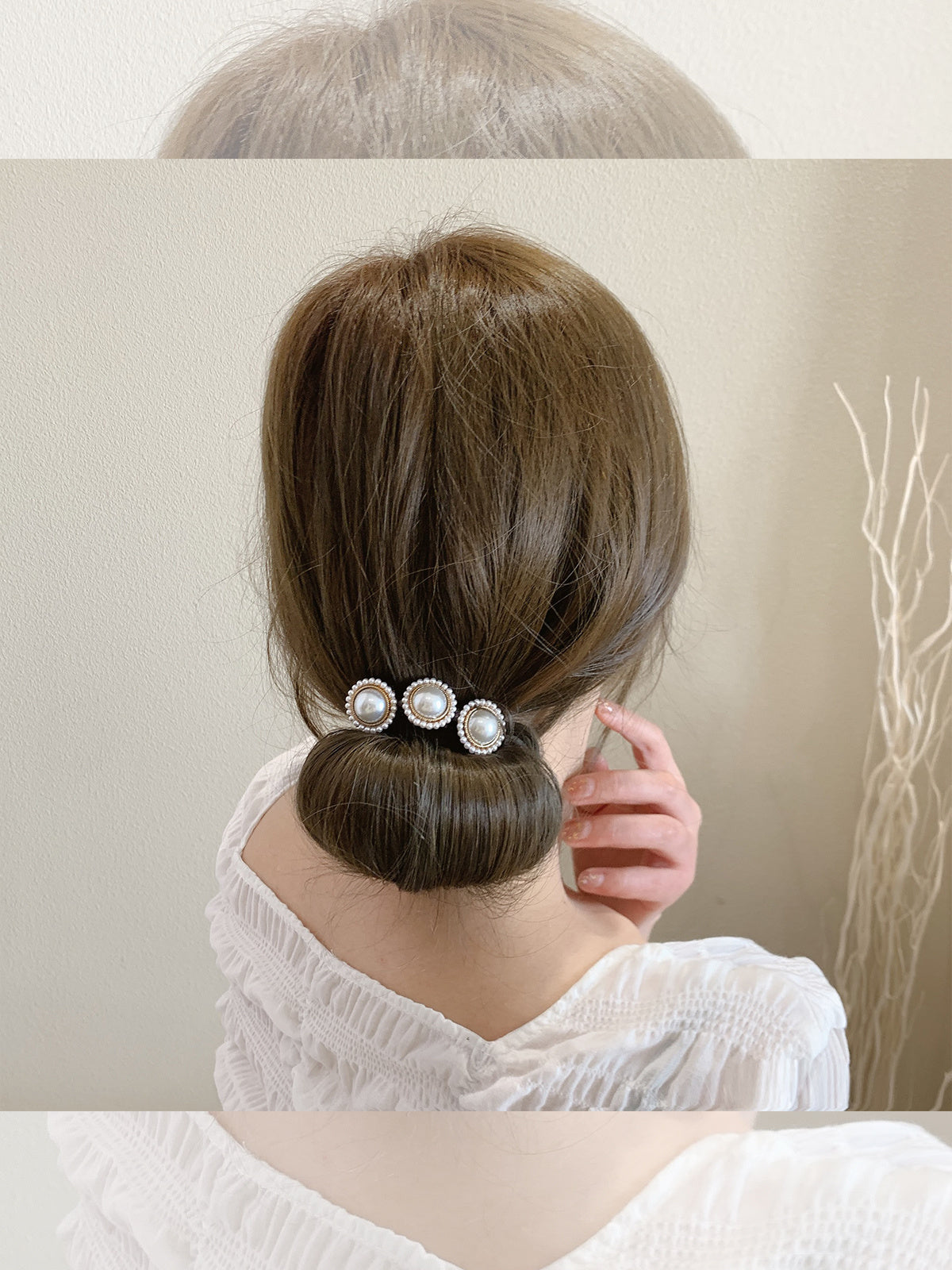 Trendy Pearl and Diamond Braided Hairpin