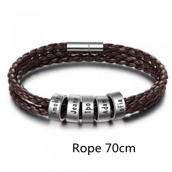 Personalized Braided Leather Name Bracelet for Men