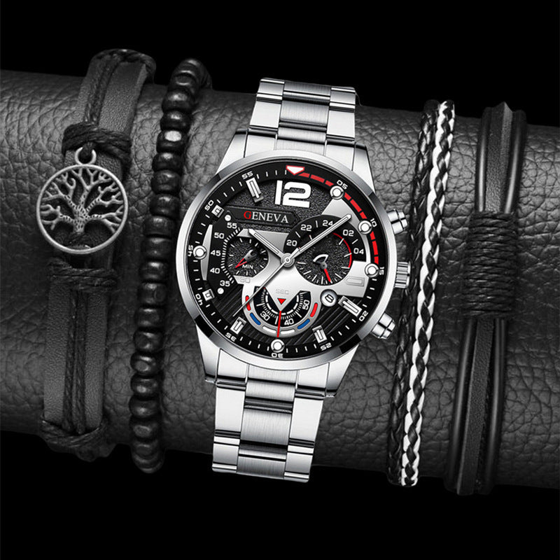 Men's Business Quartz Watch & Bracelet Set