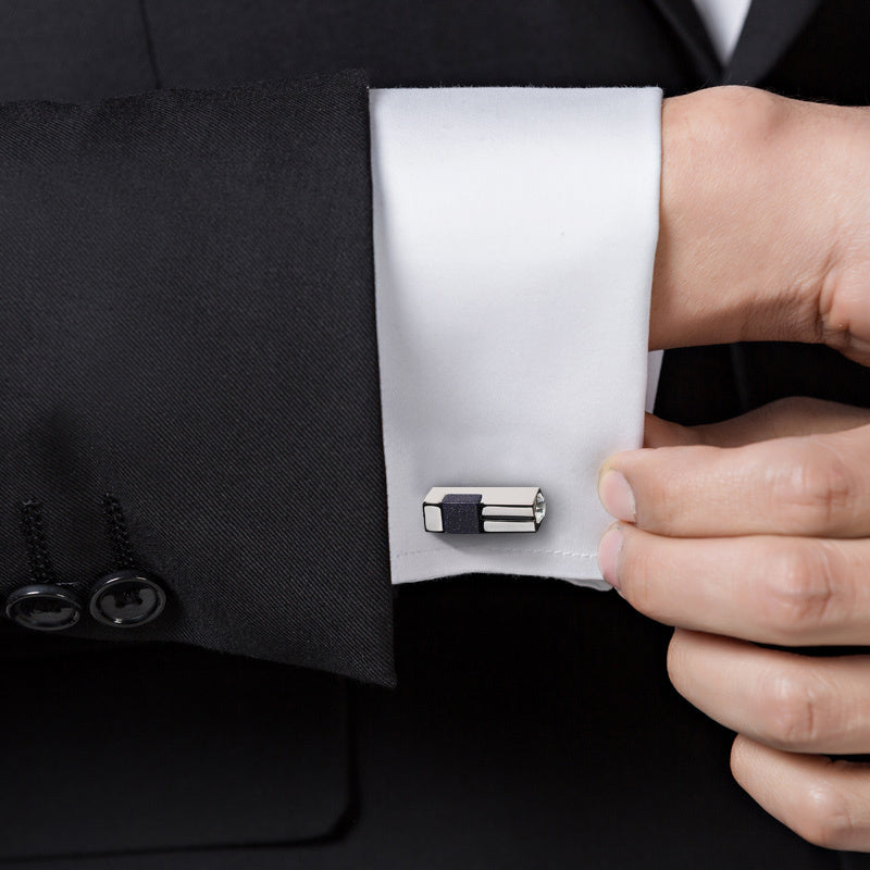 Men's Light Luxury Business Cufflinks with Starry Sky Stone