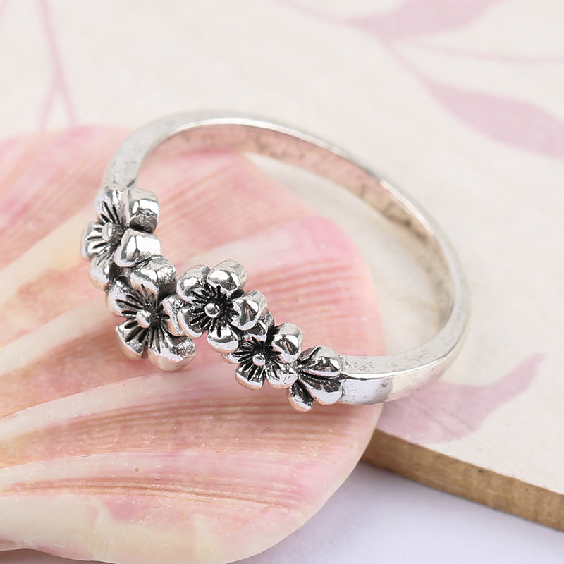 Vintage Red Zircon Floral Fashion Ring