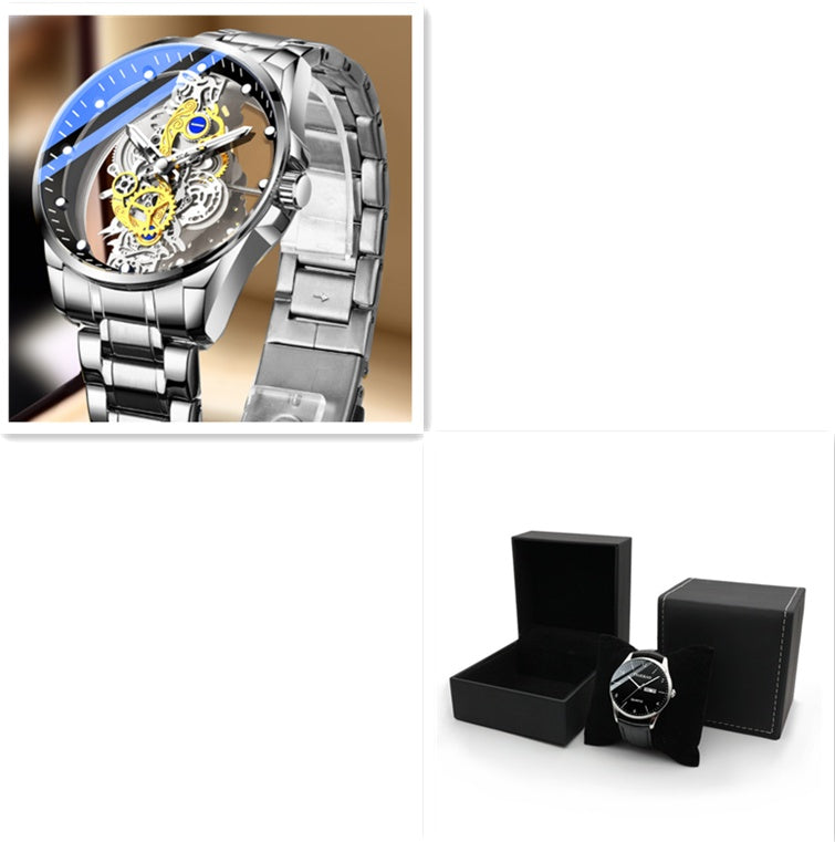 Men's Gold Skeleton Vintage Automatic Quartz Watch