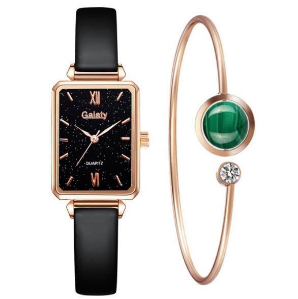 Retro Temperament Square Women's Watch Malachite Green