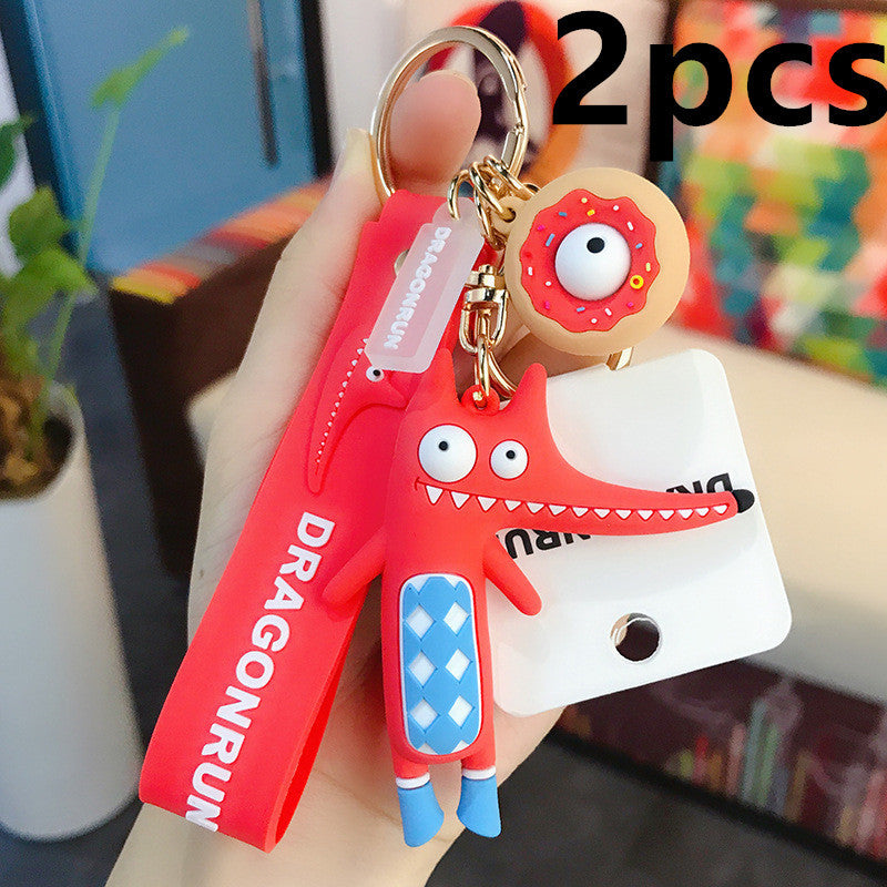 Funny Ugly Cute Eye-Eyed Elephant Keychain Cute Cartoon Epoxy Eye-Eyed Cow Car Key Chain Ring Bag Pendant