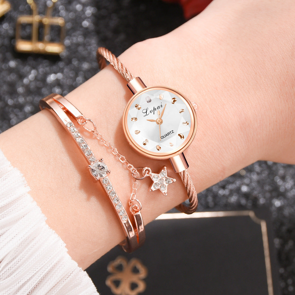 Gradient Color Ladies' Bracelet Style Combination Set Watch