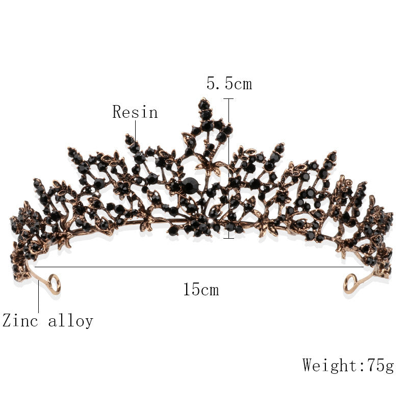 Vintage Bridal Crown Black Atmospheric Baroque Princess