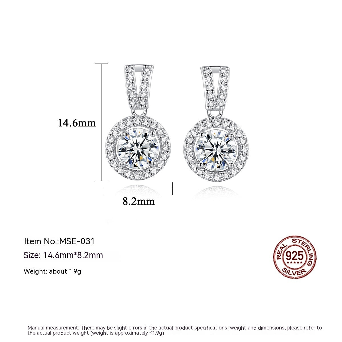 Moissanite Sterling Silver Stud Earrings