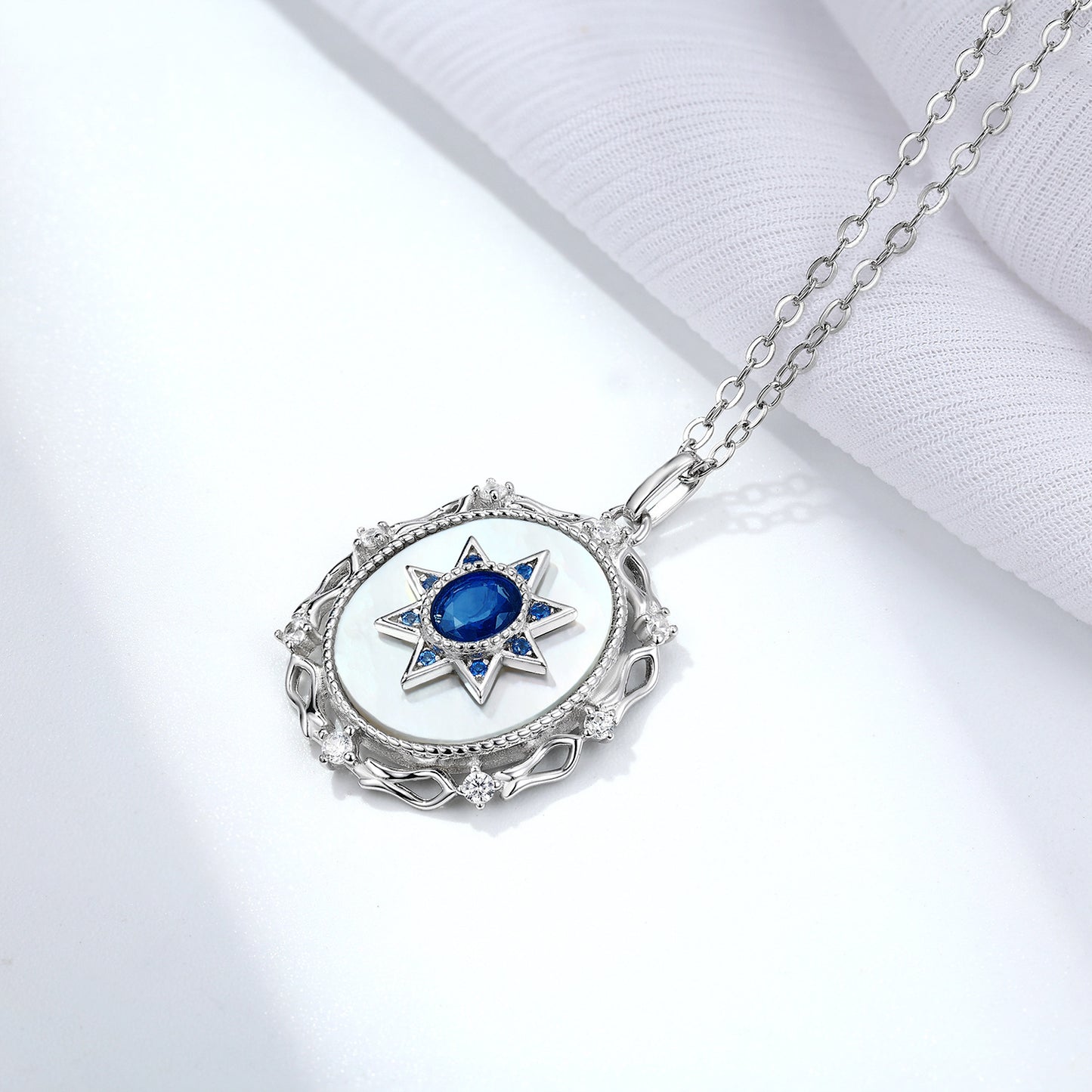 925 Silver Girl Natural Sapphire Necklace Versatile