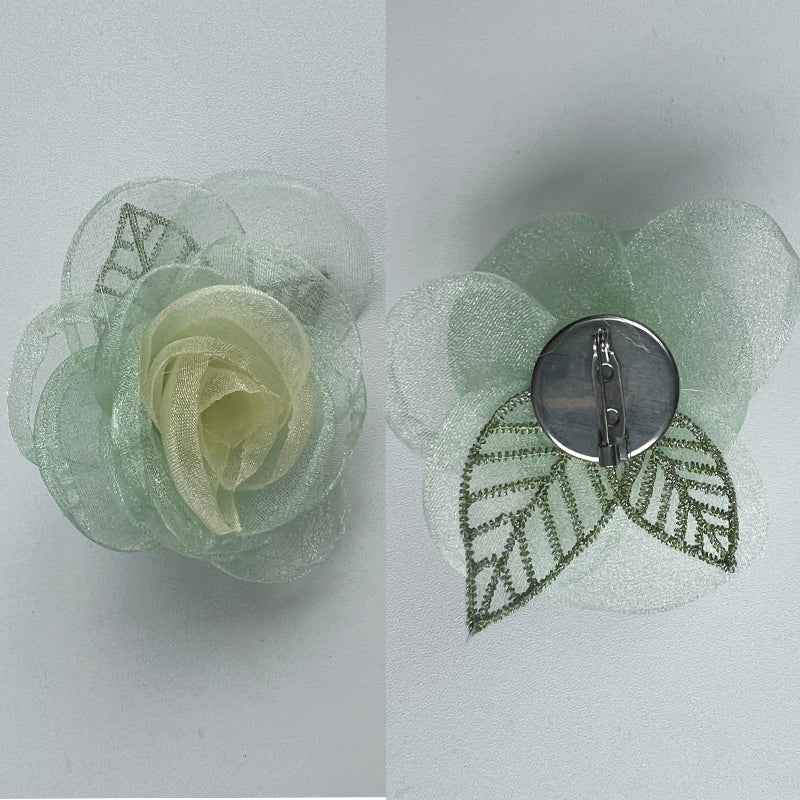 Pearly Gauze Petal Rose Brooch