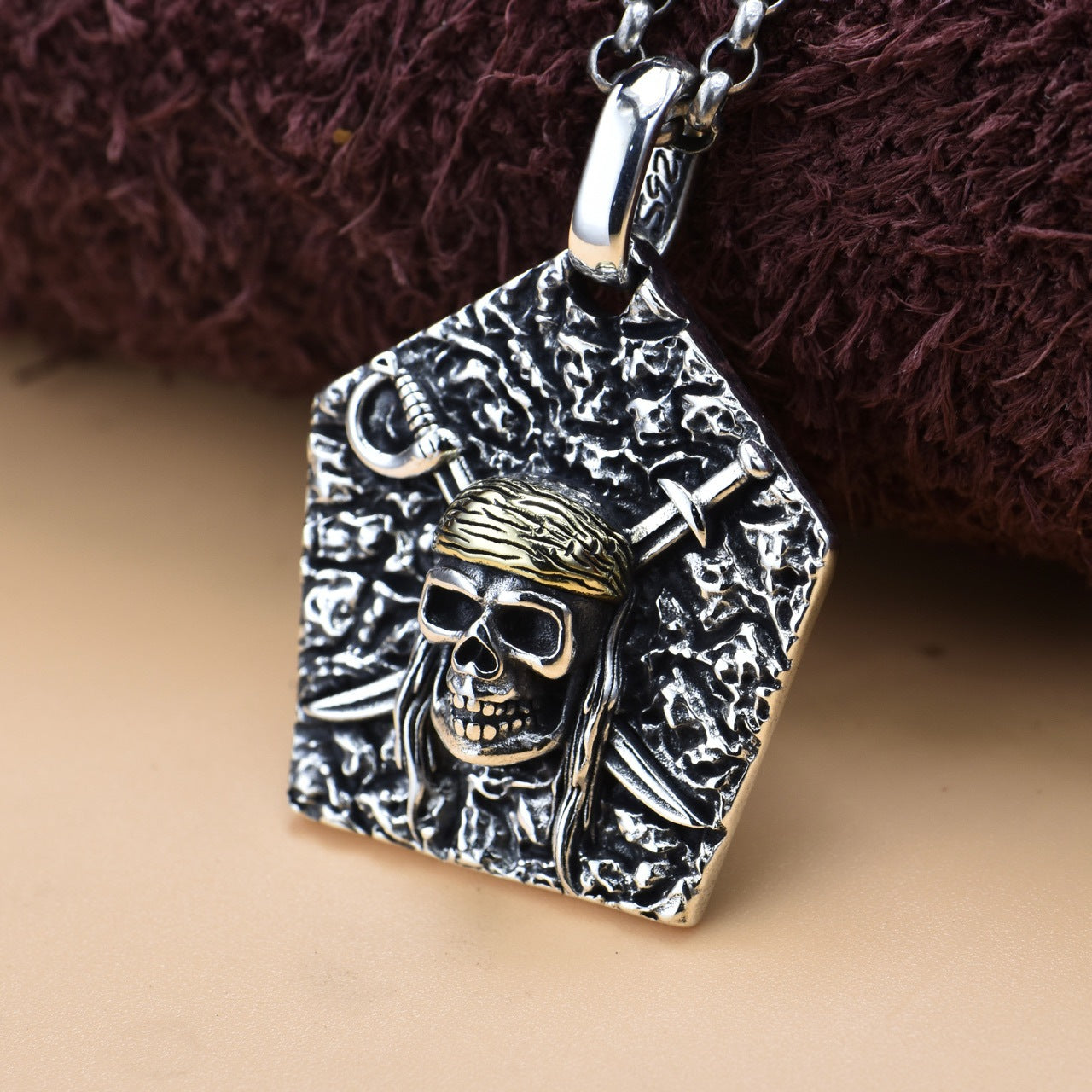 Men's S925 Sterling Silver Pirate Head Pendant