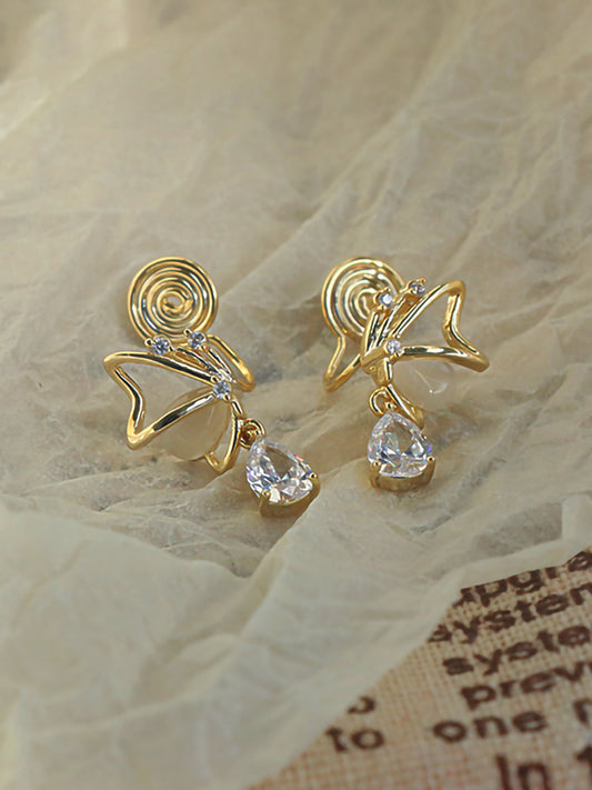 Opal Butterfly Love Drop Zircon Earrings