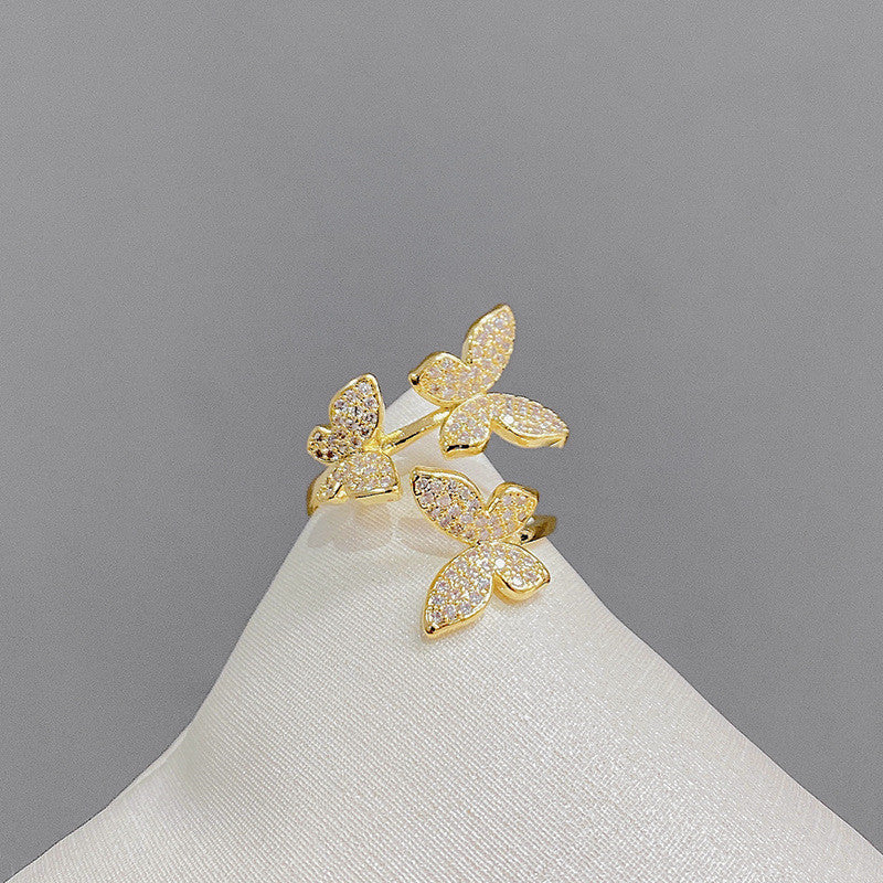 Butterfly Ring Female Niche Diamond Temperament Ring