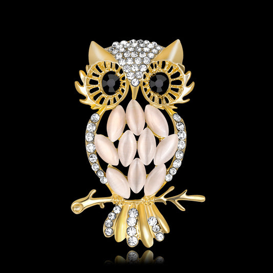 Brooch Jewelry Wholesale Dream Owl Crystal Opal Brooch Corsage