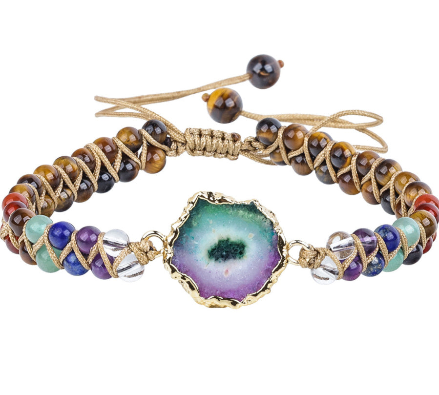 Agate Crystal Braided Yoga Bracelet
