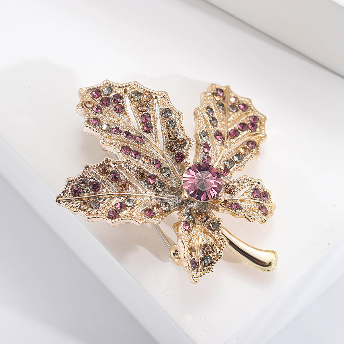 Women's Alloy Plant Diamond Maple Brooch