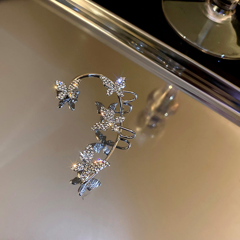 Korea Diamond Butterfly Ear Hook Without Pierced Bone Clip