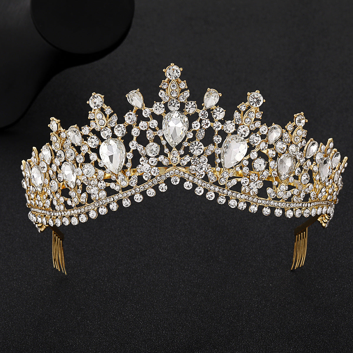 Baroque Bridal Crown Headdress Rhinestone Princess Formal Dress Accessories