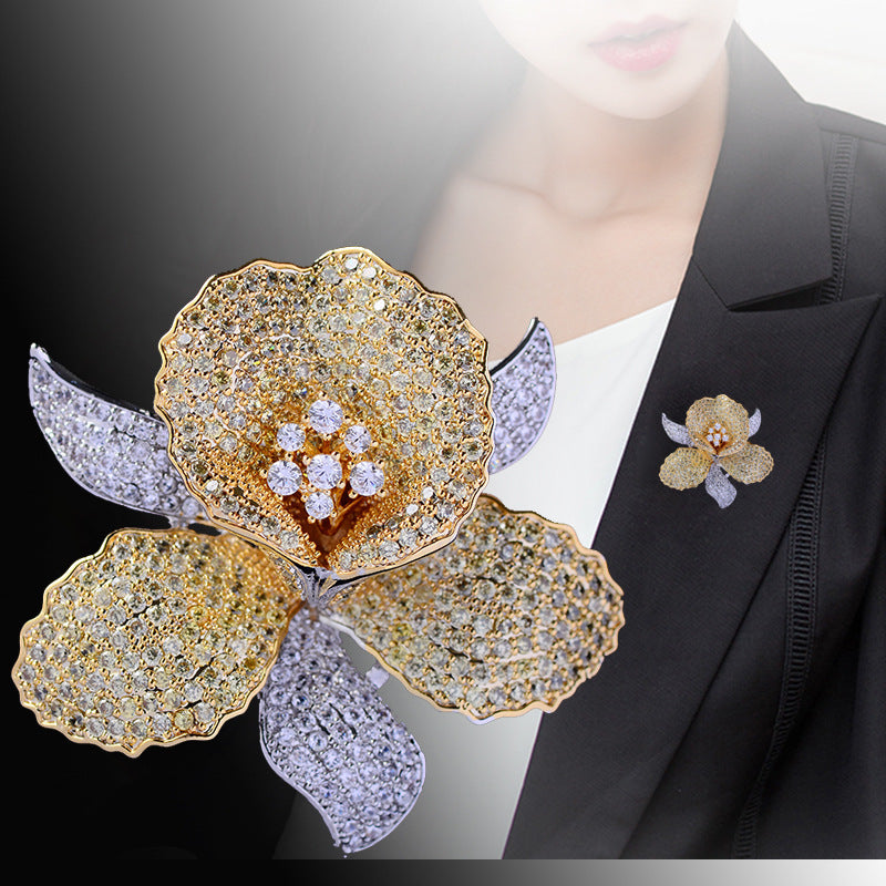 European And American Luxury Zircon Flower Brooch