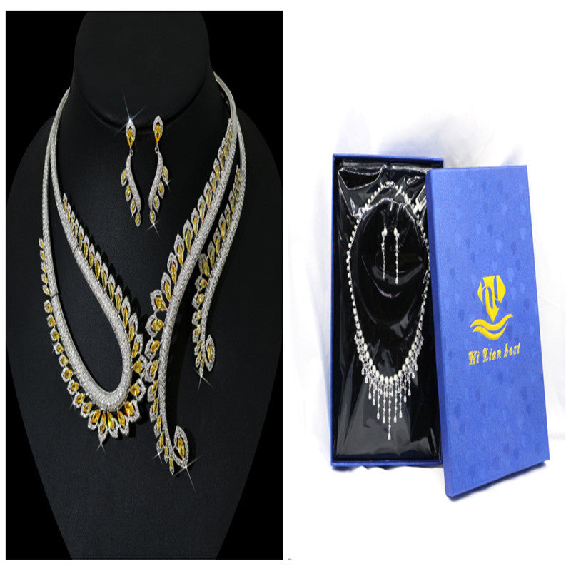 INS Wind Zircon Necklace Earring Set