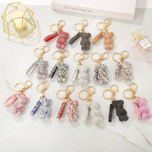 Women's Fashion Creative Cartoon Diamond Little Bear Doll Keychain