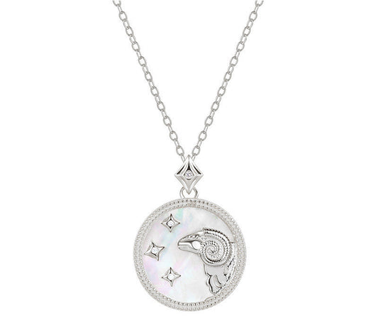 Sterling Silver Zodiac White Shell Necklace